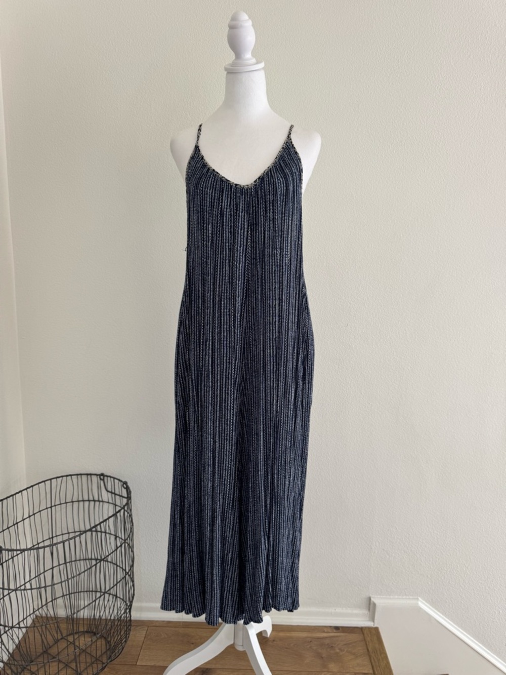 glam Navy and Cream Patterned Dress